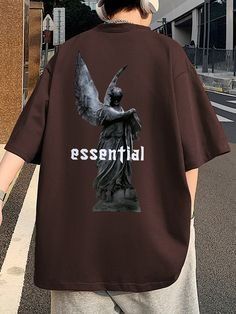 Men Letter & Figure Graphic Drop Shoulder Tee