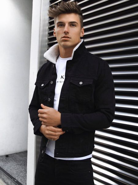BLACK SHERPA DENIM JACKET