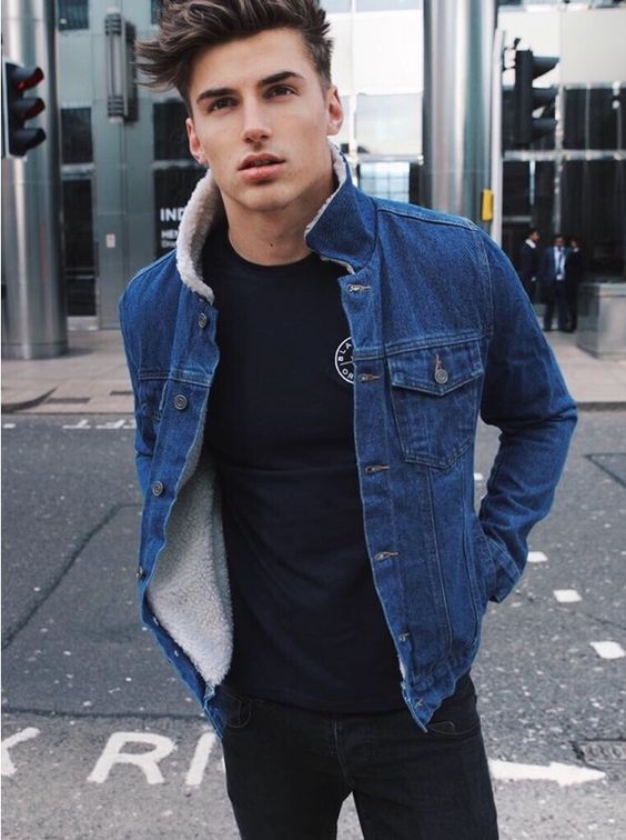 MID BLUE SHERPA DENIM JACKET