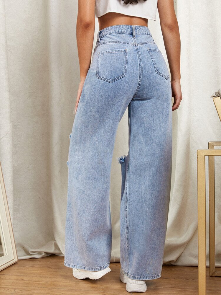 Blue ripped jeans