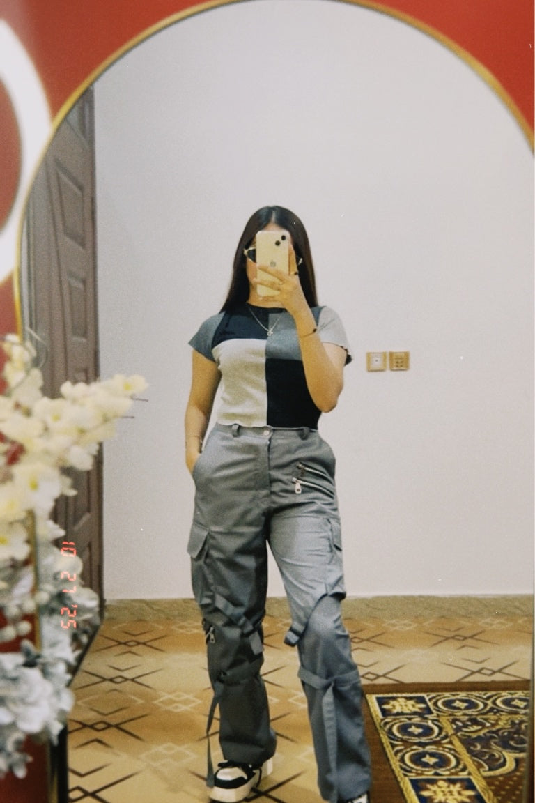 Grey Zip Style Cargo Pant