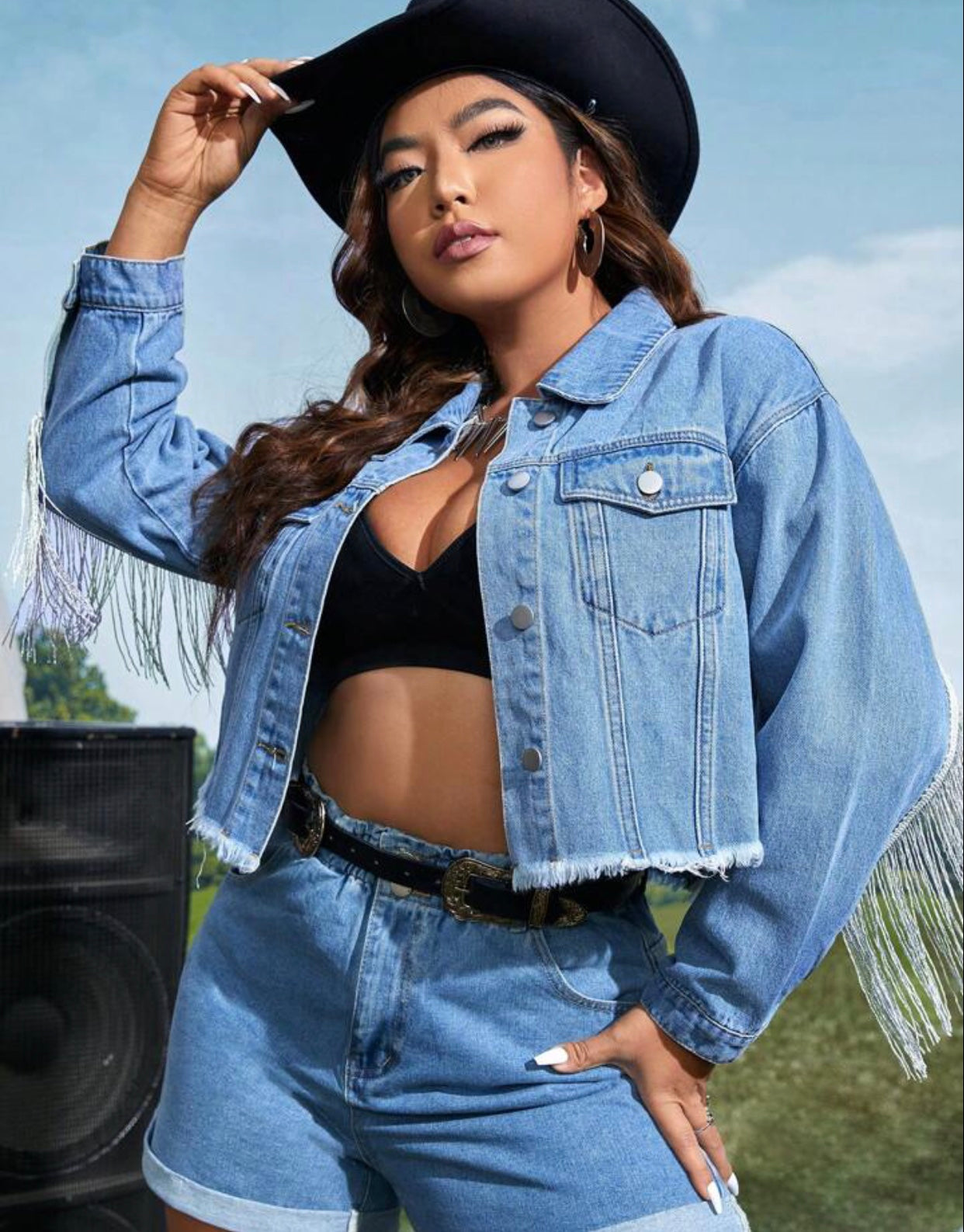 Blue breasted denim jacket
