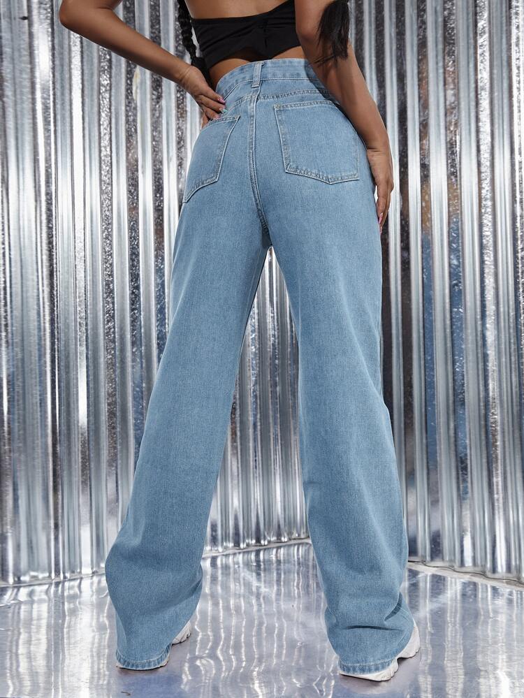 Blue butterfly print jeans