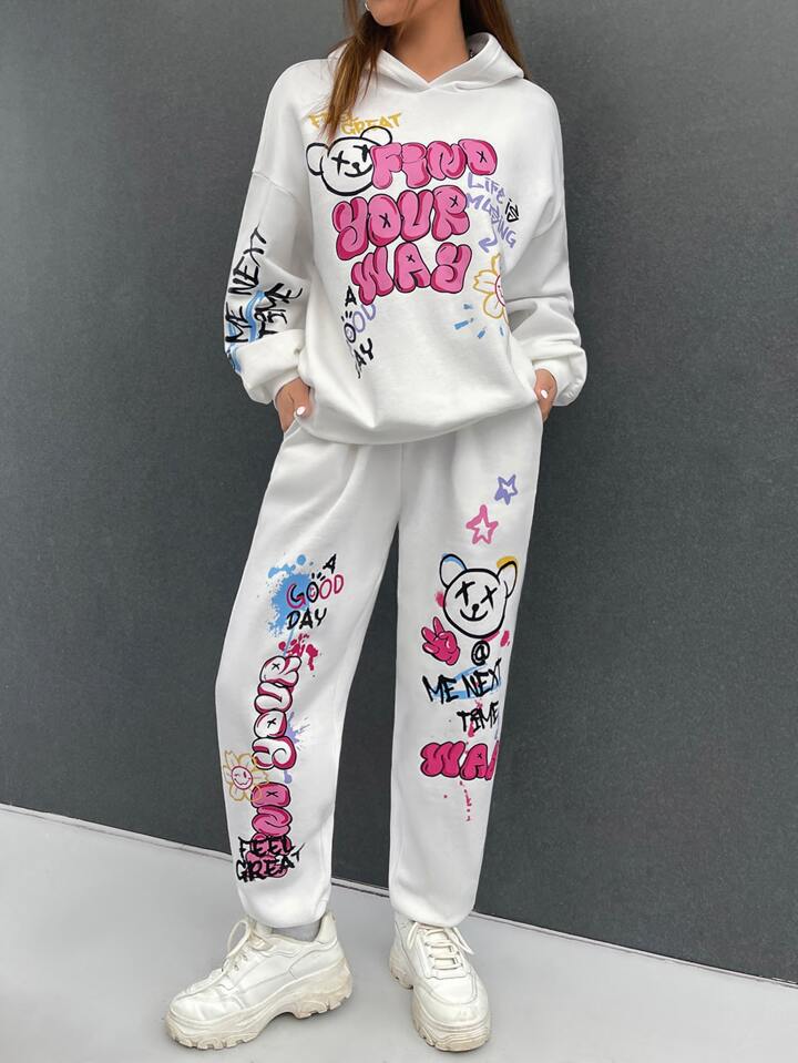 White graphics printed tracksuit