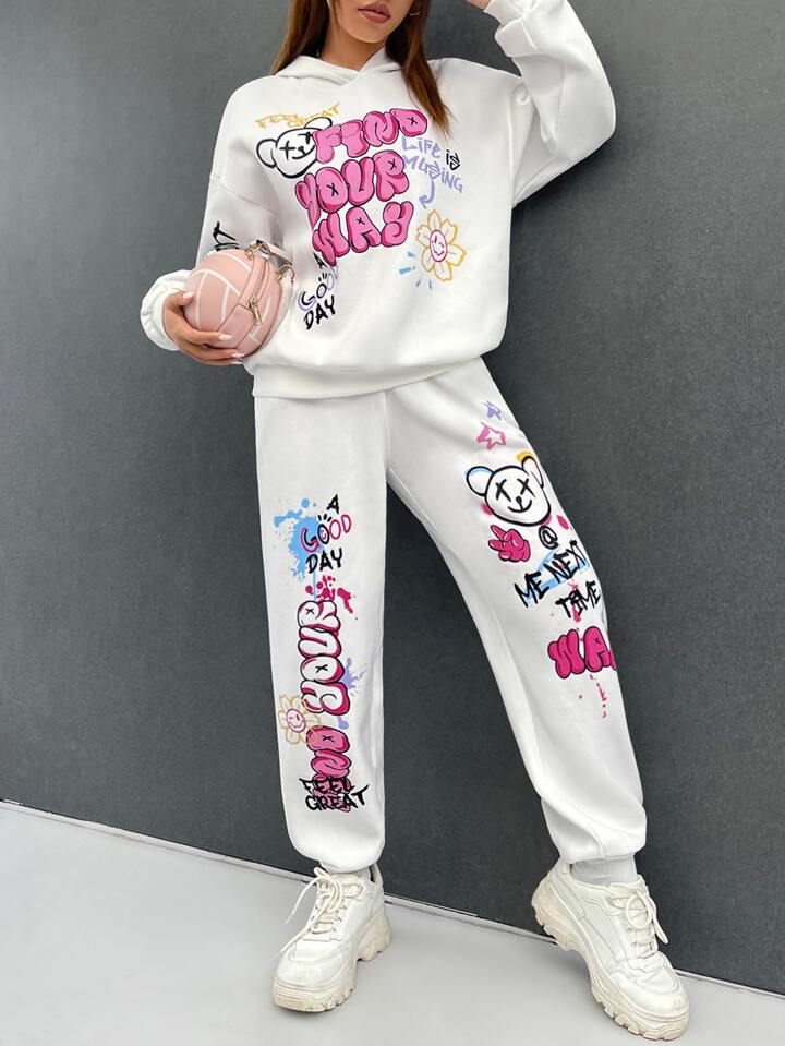 White graphics printed tracksuit