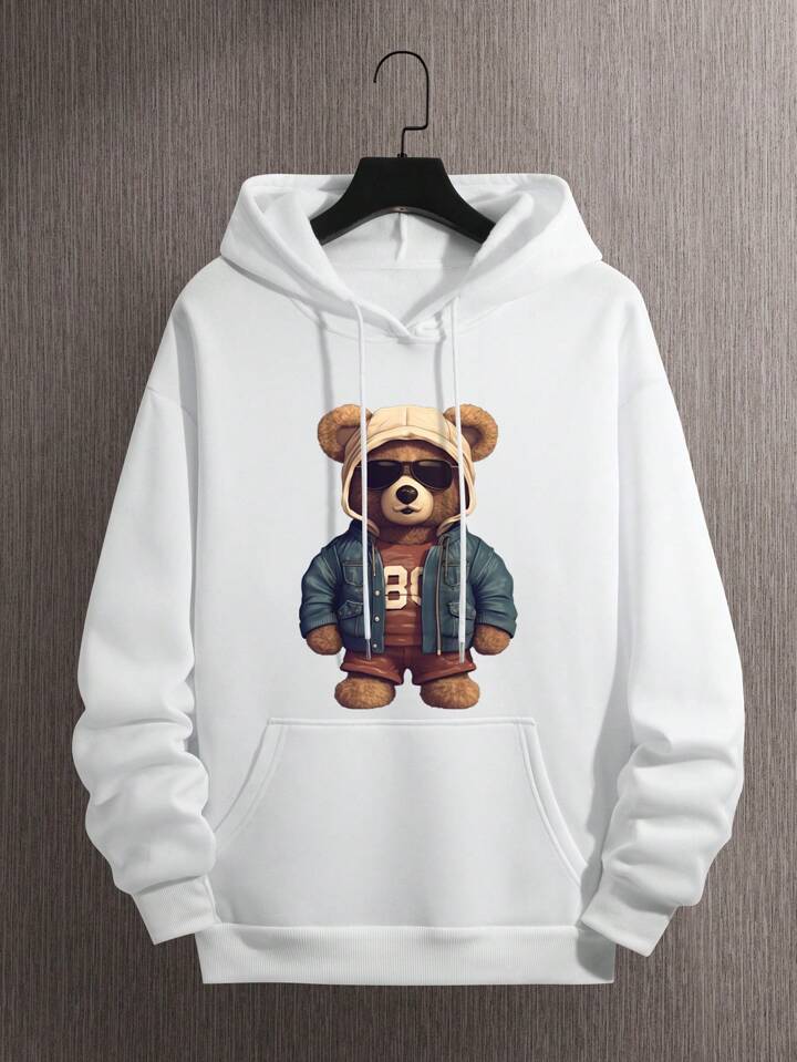 Unisex bear print hoodie
