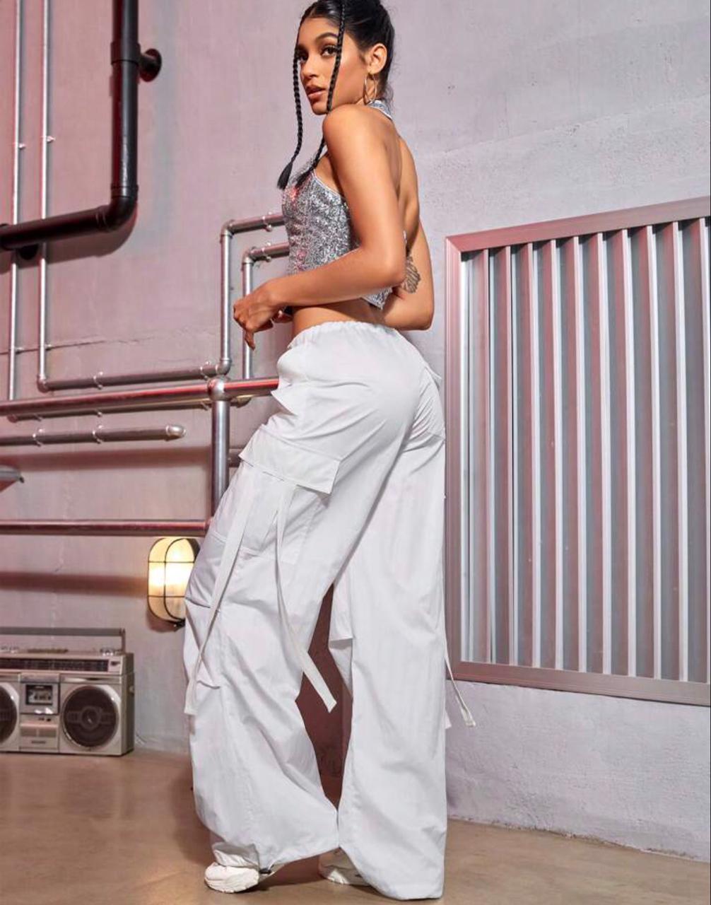 White Butterfly Style Cargo Trouser