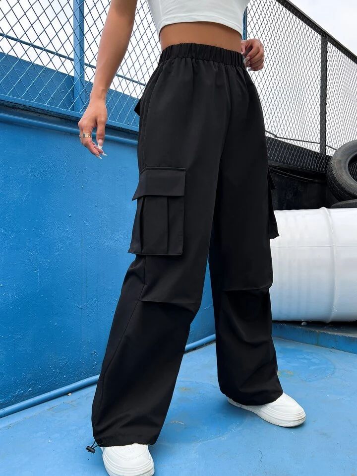 Black Flap Pocket Cargo Trouser