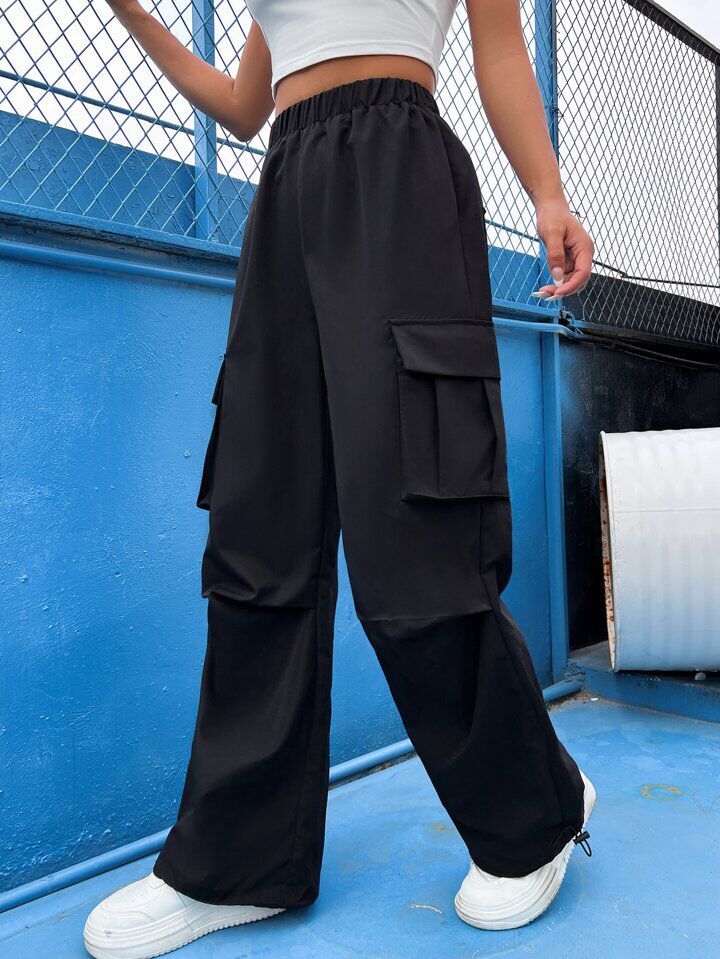 Black Flap Pocket Cargo Trouser