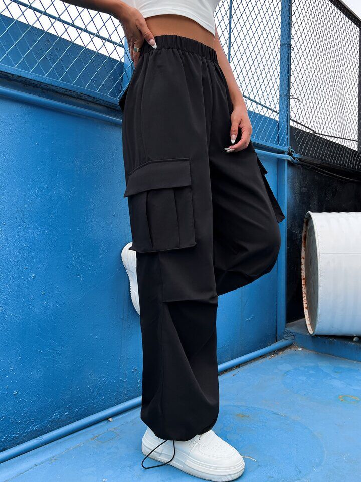 Black Flap Pocket Cargo Trouser