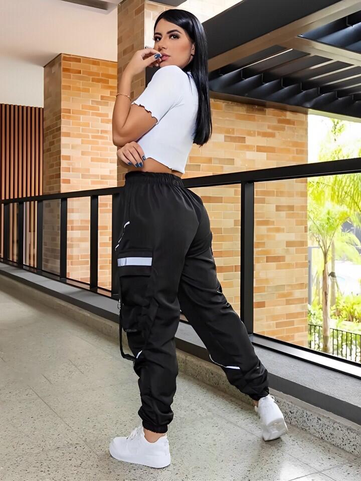 Black Chain Style Cargo Trouser