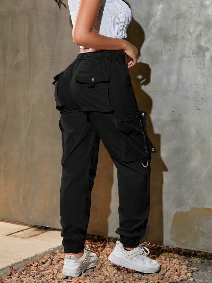Black Zip Pocket Cargo Trouser