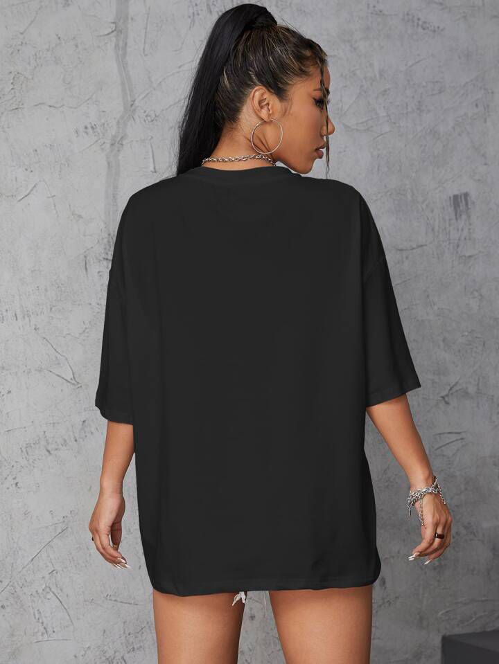 Graphic Print Drop Shoulder Tee