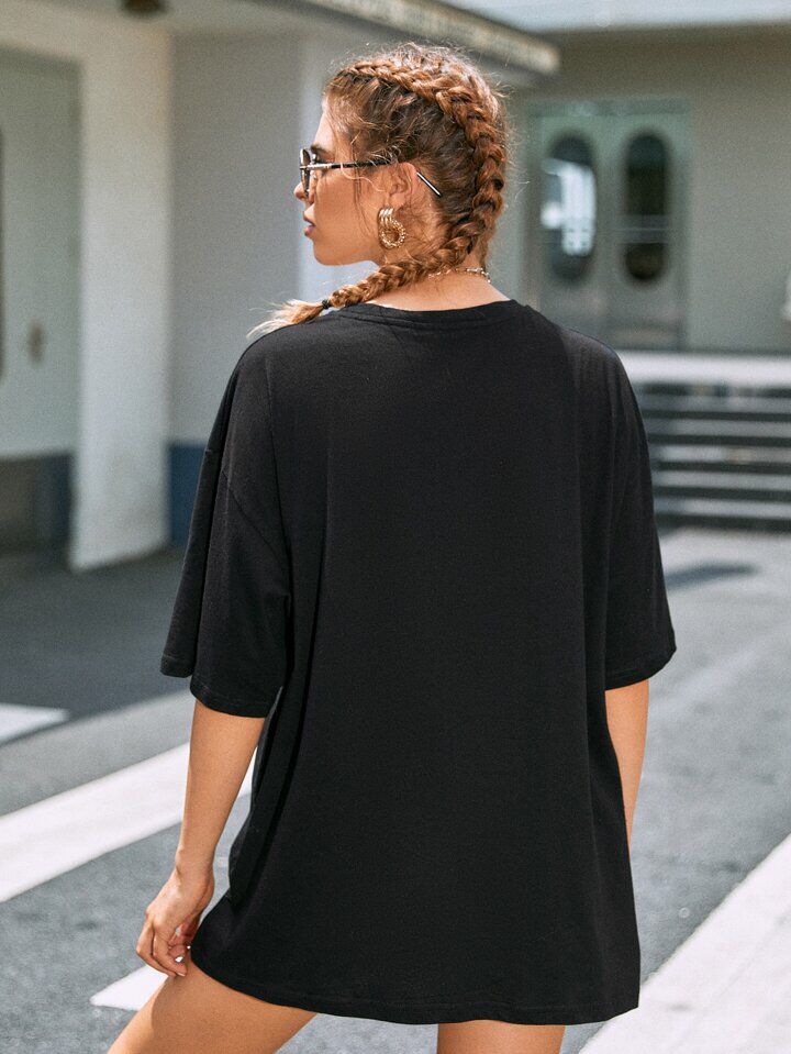 Graphic Print Drop Shoulder Tee