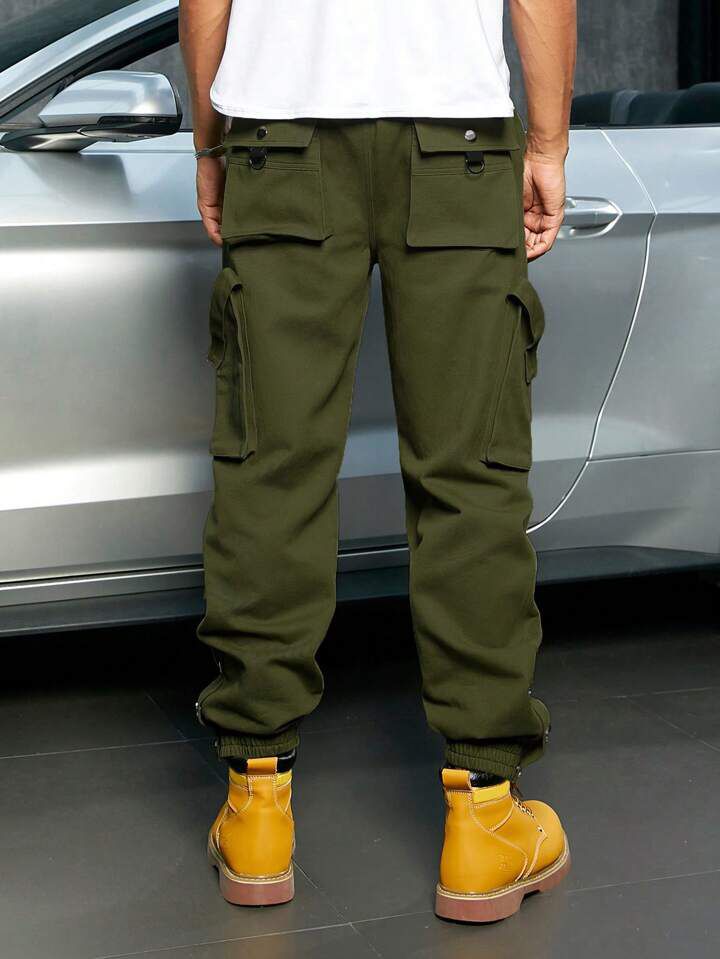 Olive Green Button Pocket Cargo Trouser