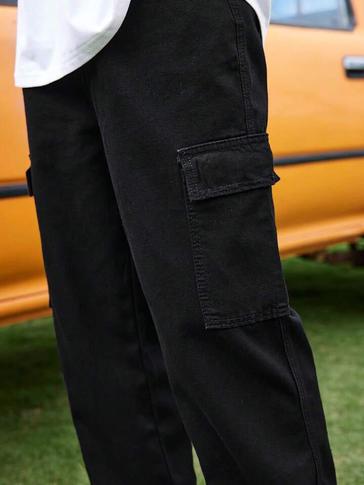 Black Flap Pocket Cargo Pants