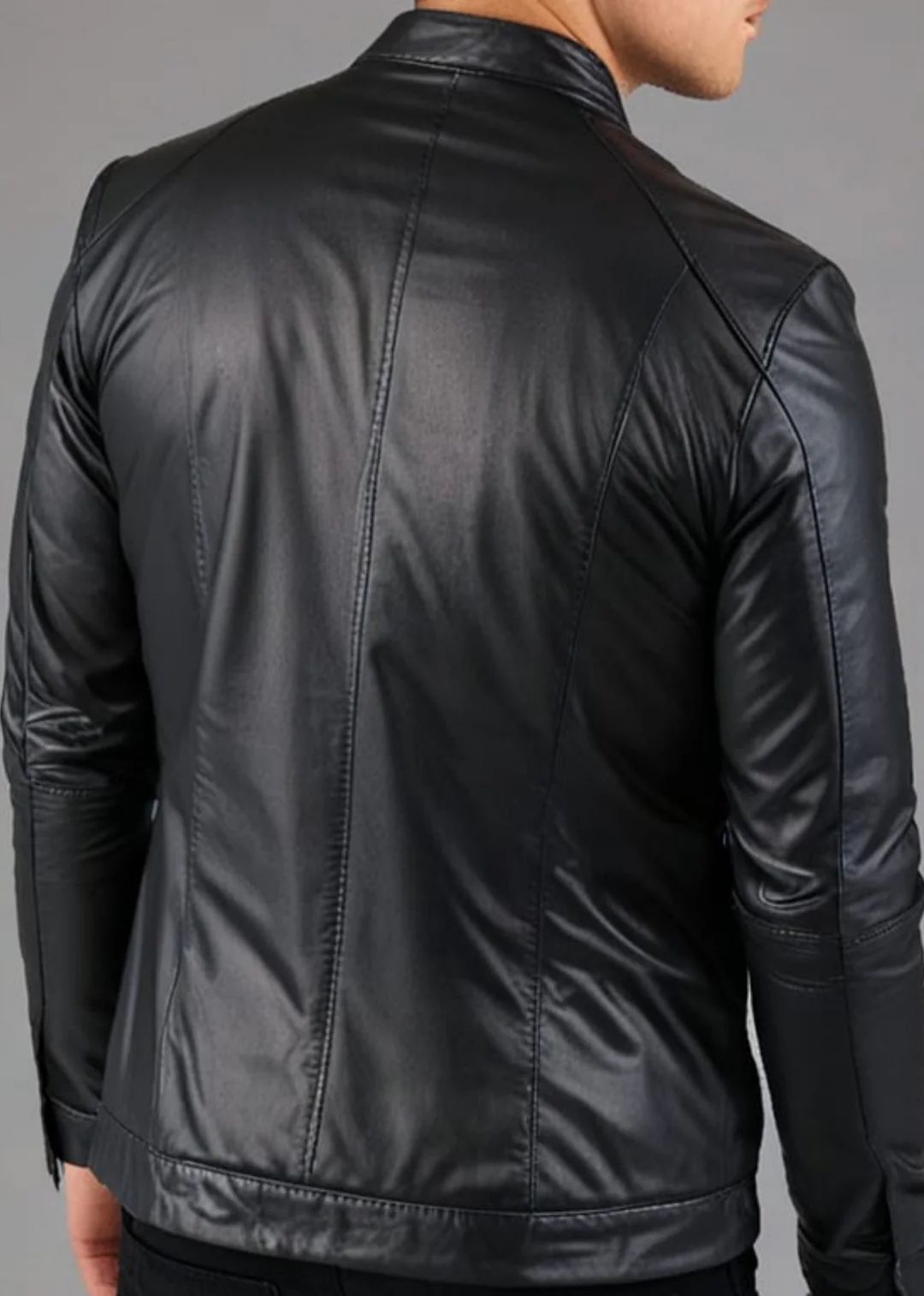 BASIC POCKET ZIP LEATHER JACKET