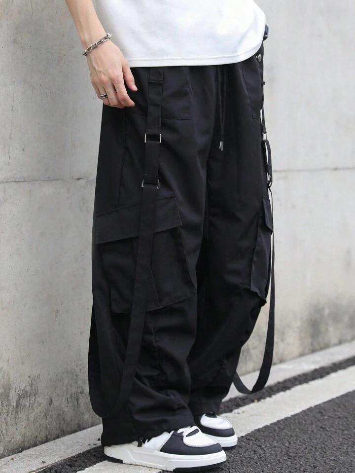 Black Strips Cargo Pants