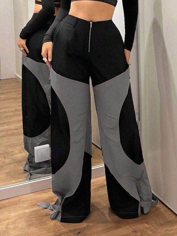 Color Block Wide Leg Cargo