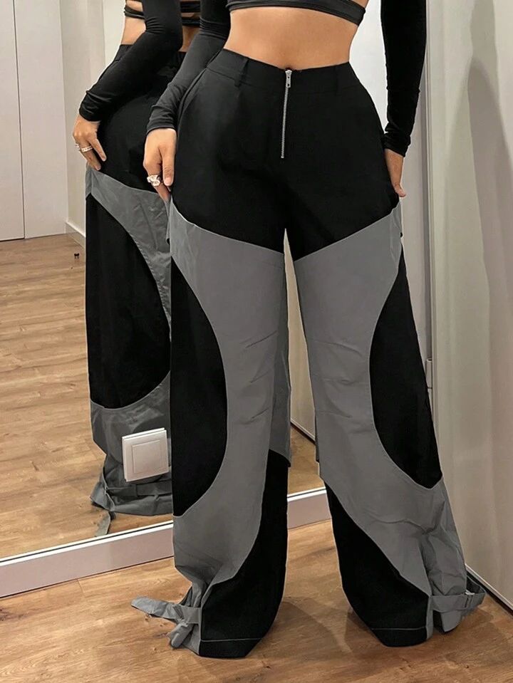 Color Block Wide Leg Cargo