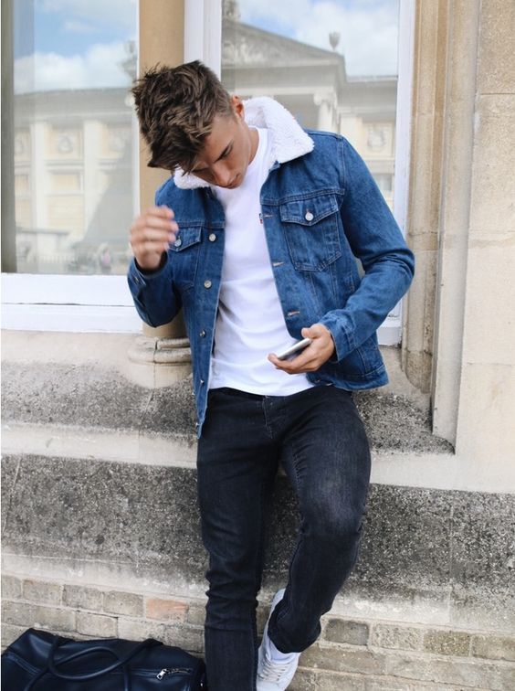 MID BLUE SHERPA DENIM JACKET