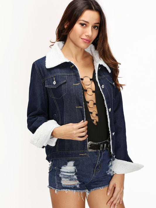 Dark blue Sherpa denim jacket