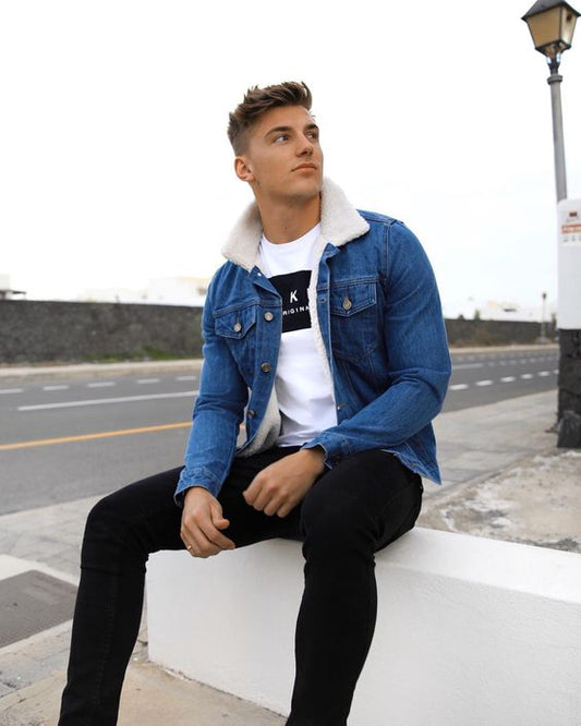 MID BLUE SHERPA DENIM JACKET