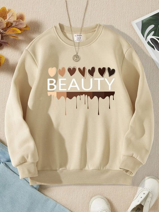 GRAPHIC PRINT BEIGE SWEATSHIRT