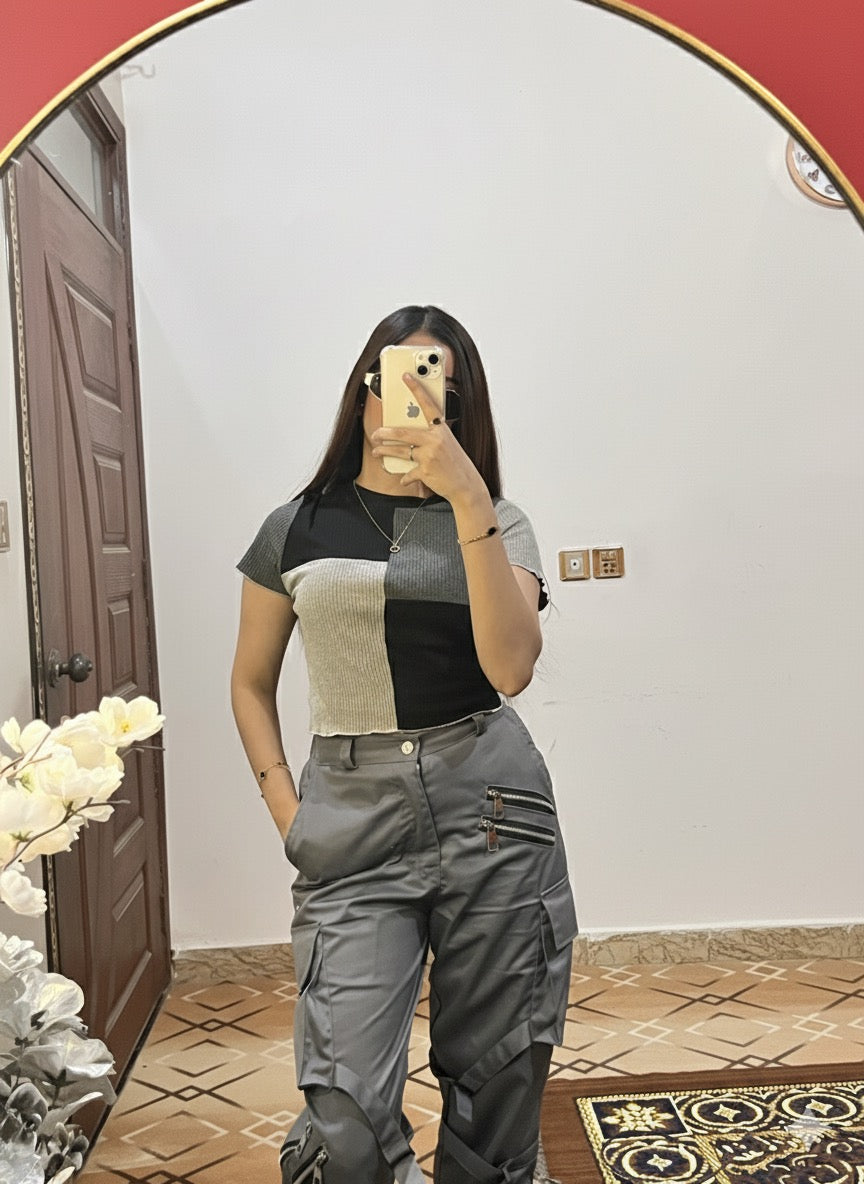 Grey Zip Style Cargo Pant