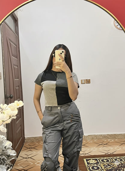 Grey Zip Style Cargo Pant
