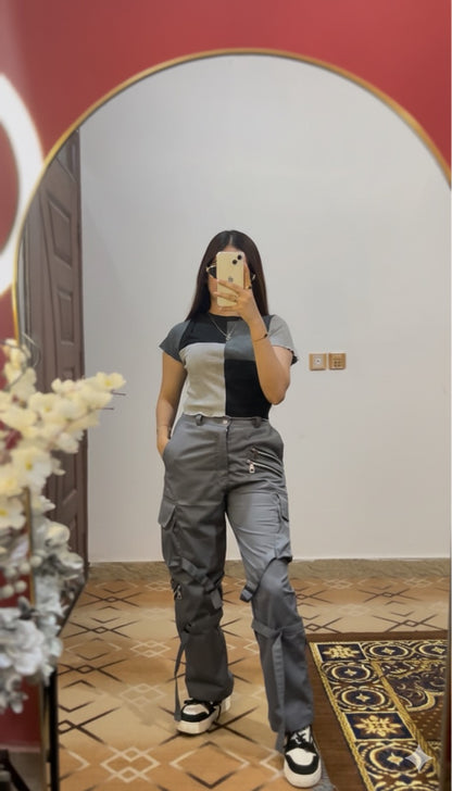 Grey Zip Style Cargo Pant