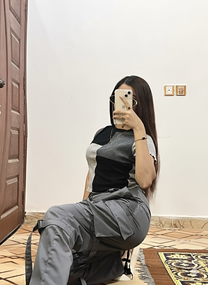 Grey Zip Style Cargo Pant