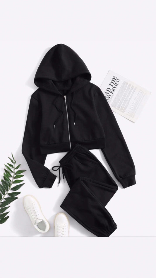 Black zipper tracksuit