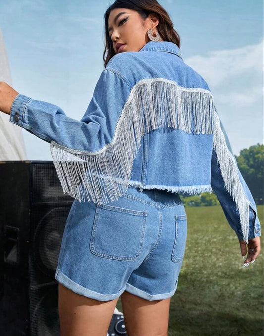 Blue breasted denim jacket