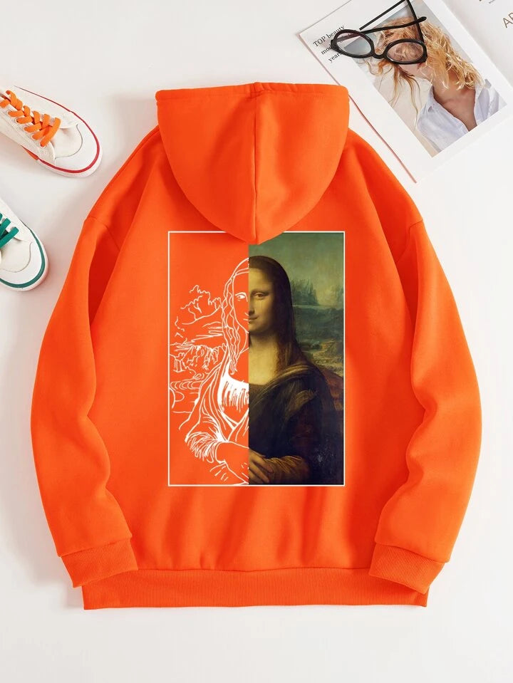 Orange graphic print hoodie