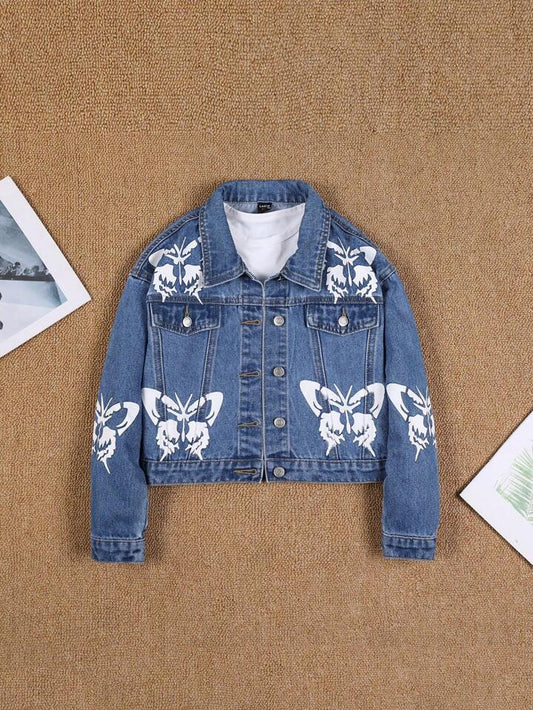 Mid Blue butterfly denim jacket