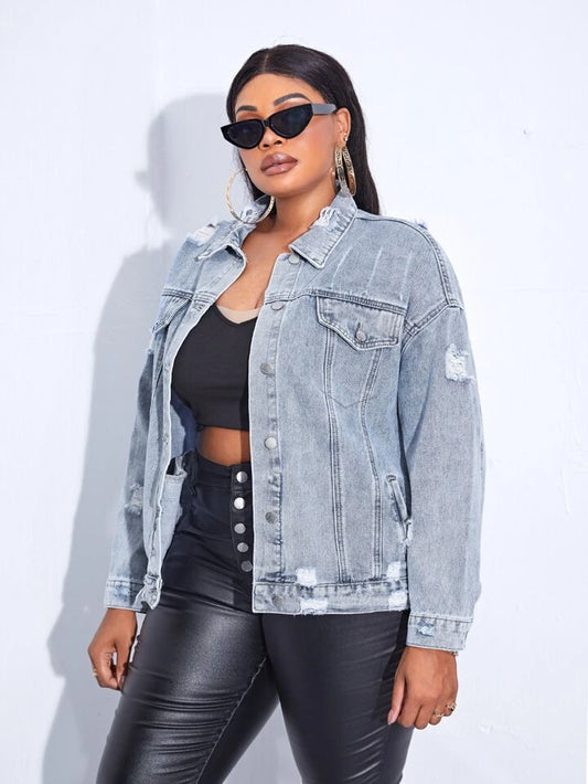 RIPPED WOMEN DENIM JACKET