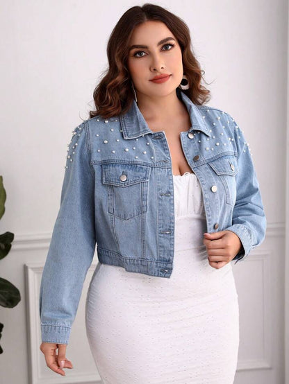 Sky blue pearl denim jacket