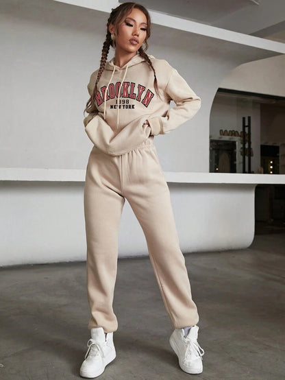 Beige printed tracksuit