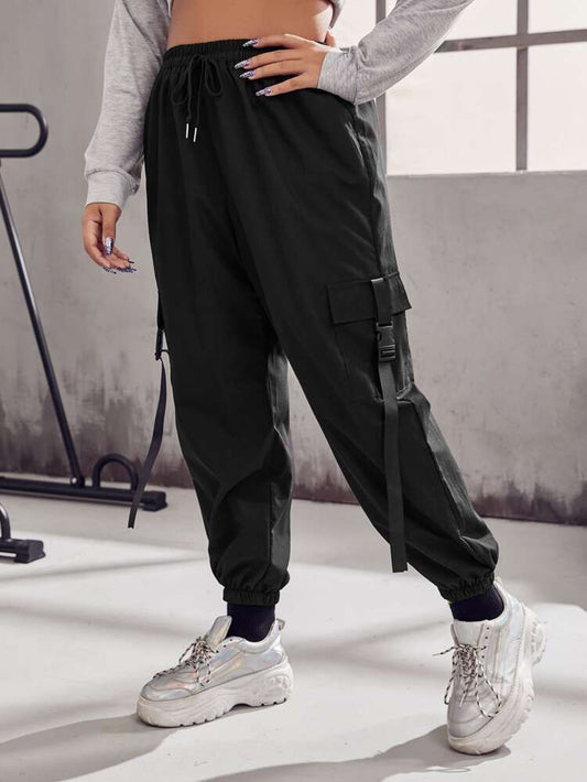 Black Buckle Cargo Trouser