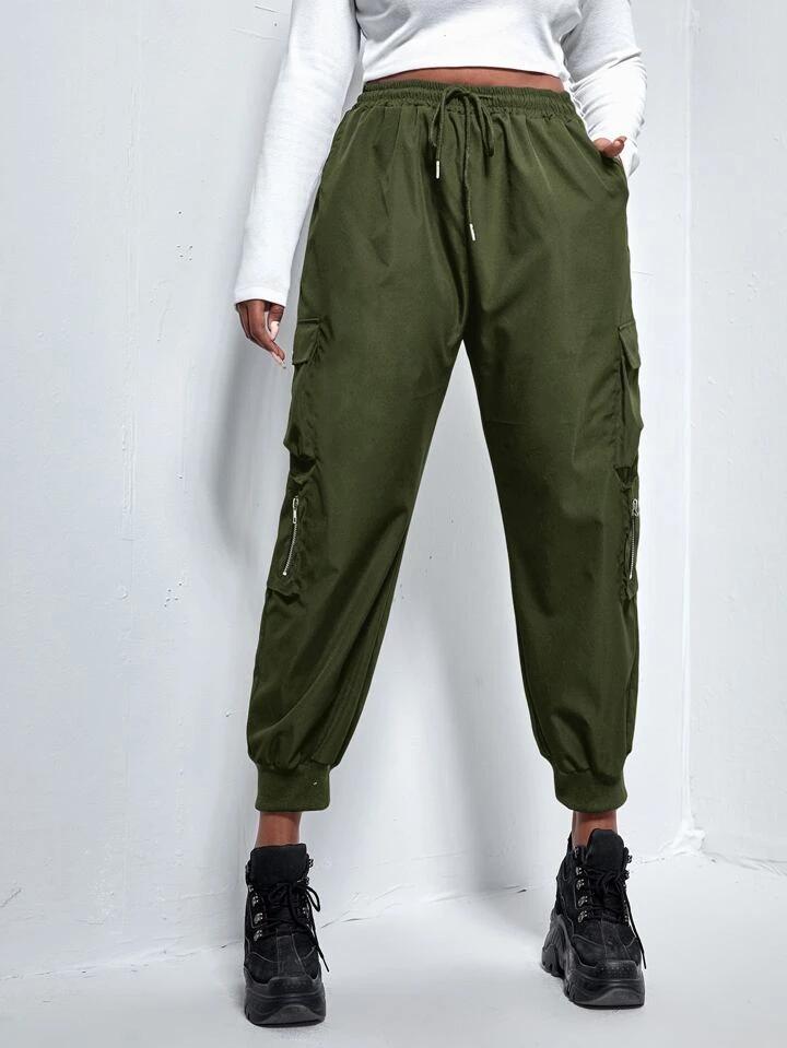 Olive Zip Pocket Cargo Trouser