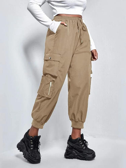 Beige Zip Pocket Cargo Trouser