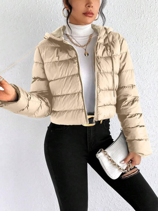 Beige Hooded Puffer Jacket