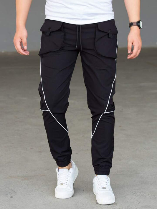 Black Men Piping Cargo Trouser