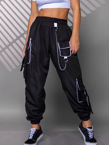 Black Chain Style Cargo Trouser