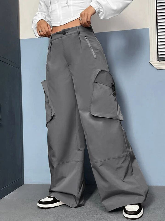 Grey Zip Pocket Cargo Pants