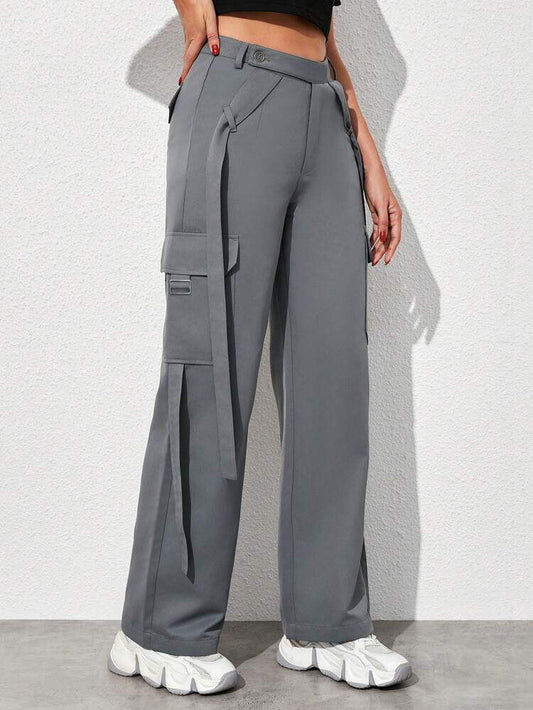 Grey Cargo Strips Trouser