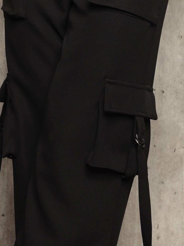 Black Flap Pocket Cargo Pants