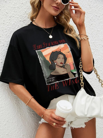 Graphic Print Drop Shoulder Tee