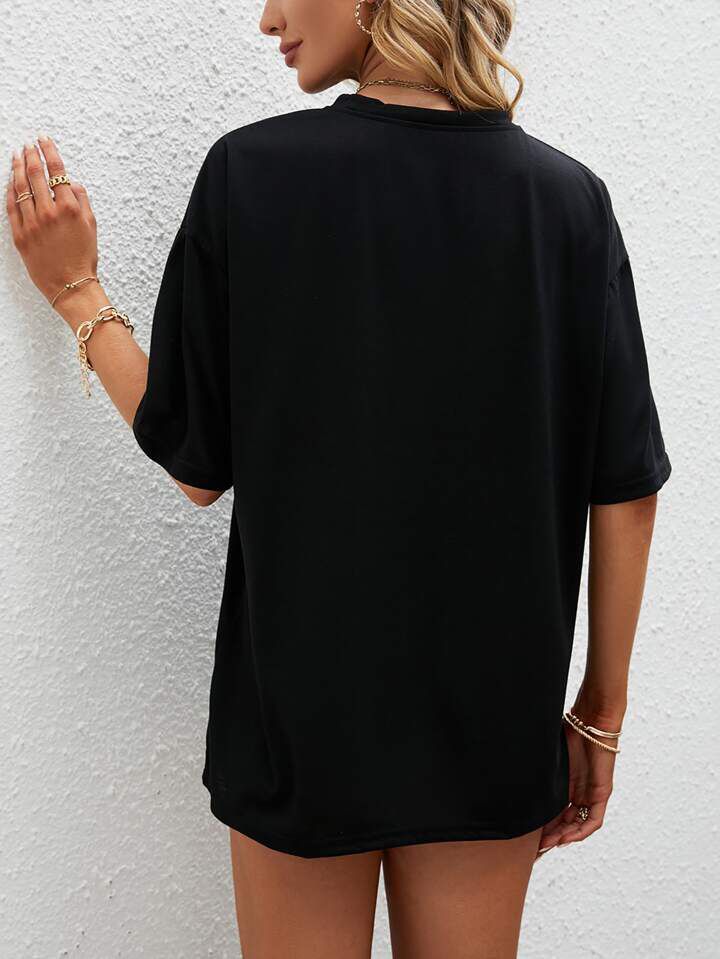 Graphic Print Drop Shoulder Tee